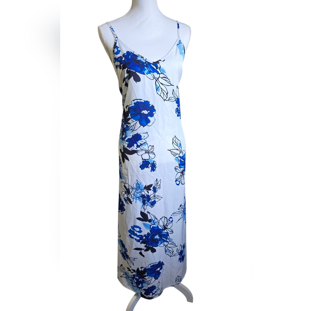 Blue and Black A-Line Sleeveless Casual Dress